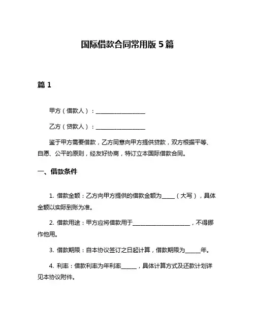 国际借款合同常用版5篇