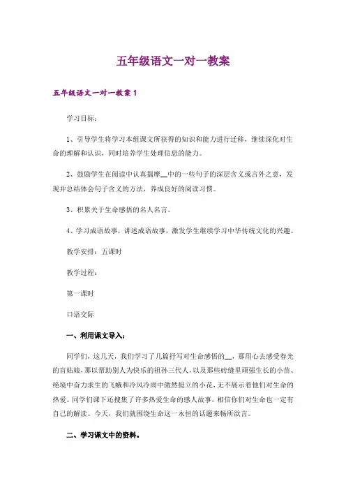 五年级语文一对一教案