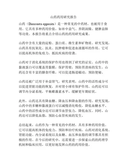 山药药用研究报告