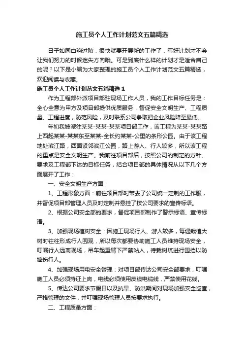 施工员个人工作计划范文五篇精选