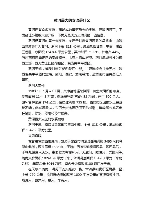 黄河最大的支流是什么