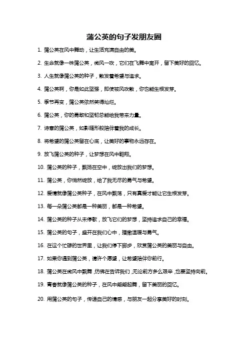 蒲公英的句子发朋友圈