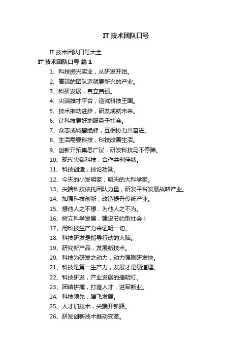 IT技术团队口号