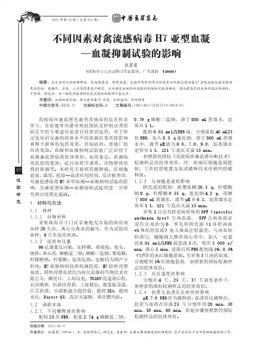 不同因素对禽流感病毒H7亚型血凝——血凝抑制试验的影响
