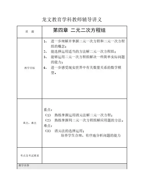 二元一次方程组讲义doc