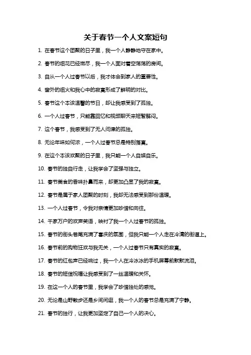 关于春节一个人文案短句