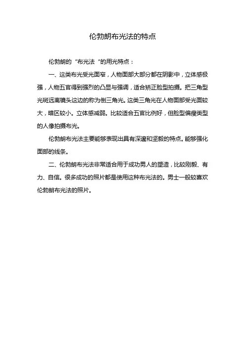 伦勃朗布光法的特点