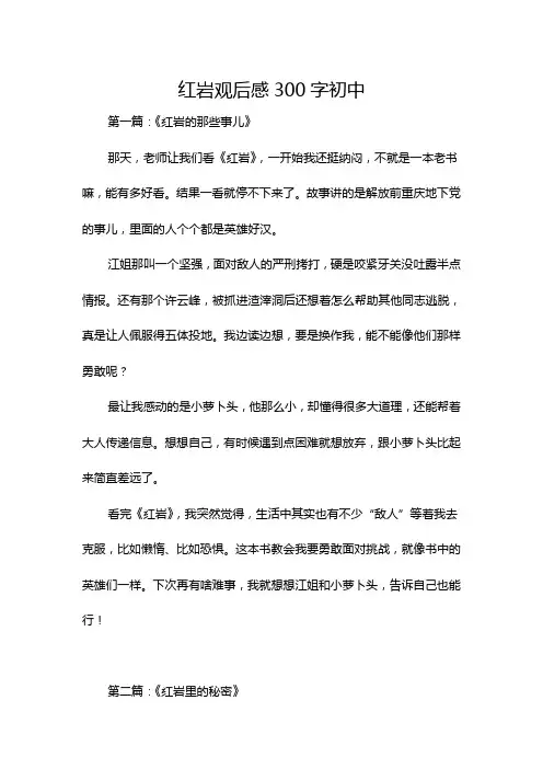 红岩观后感300字初中