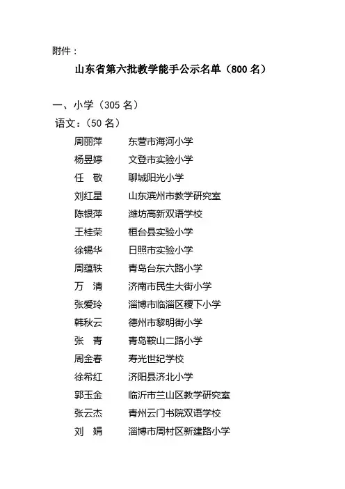 省教学能手公示
