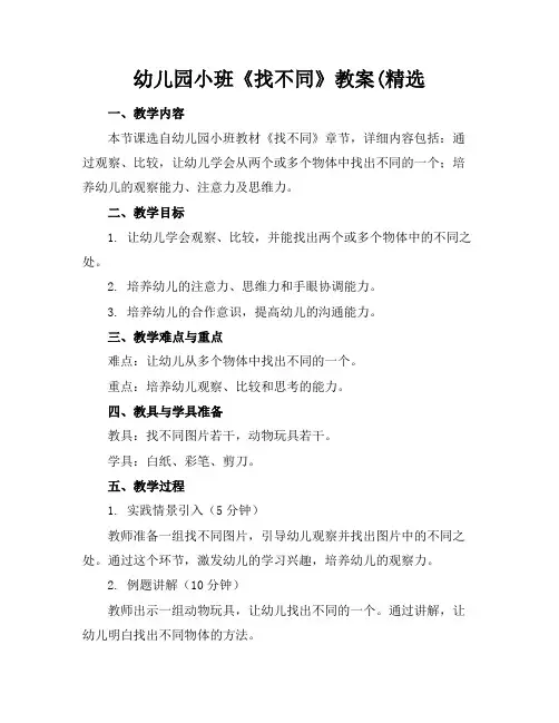 幼儿园小班《找不同》教案(精选
