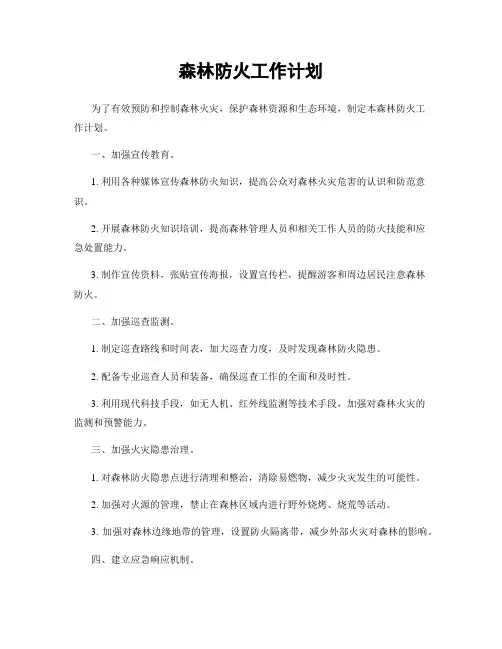 森林防火工作计划