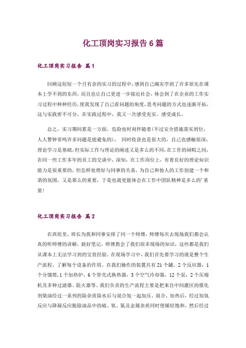 化工顶岗实习报告6篇_1