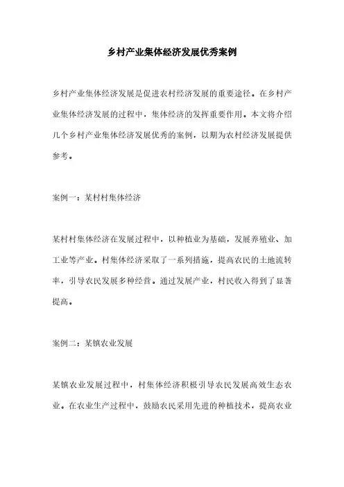乡村产业集体经济发展优秀案例