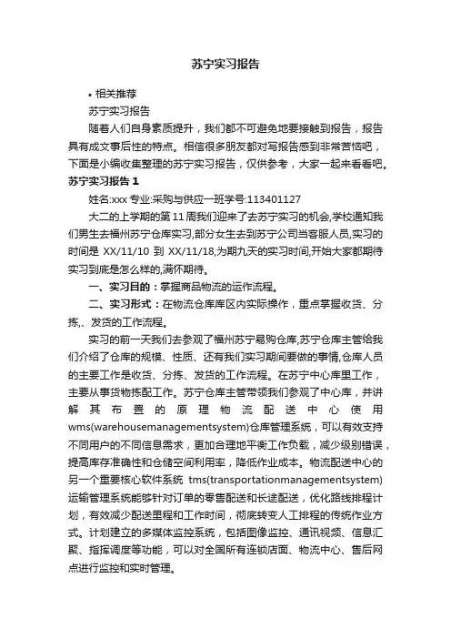 苏宁实习报告