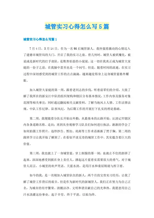 城管实习心得怎么写5篇