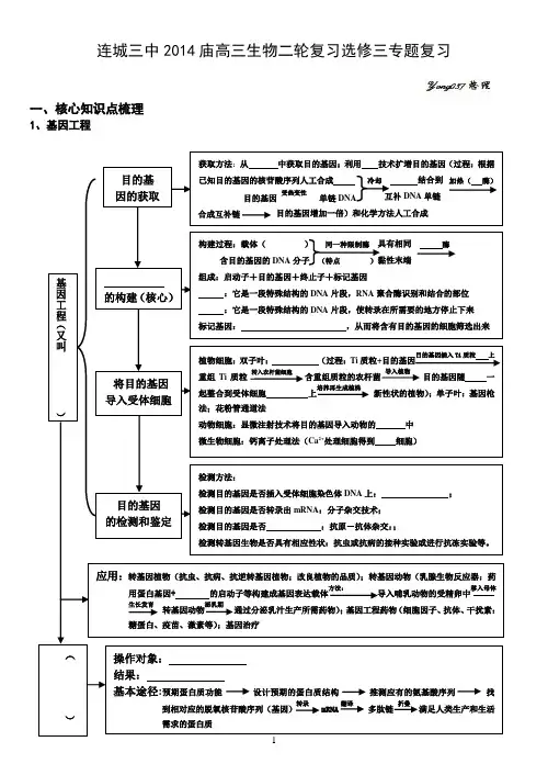 连城三中2014庙高三生物二轮复习选修三专题复习