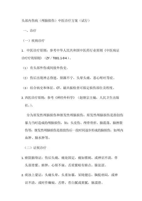 头部内伤病中医临床路径
