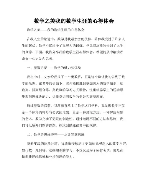 数学之美我的数学生涯的心得体会