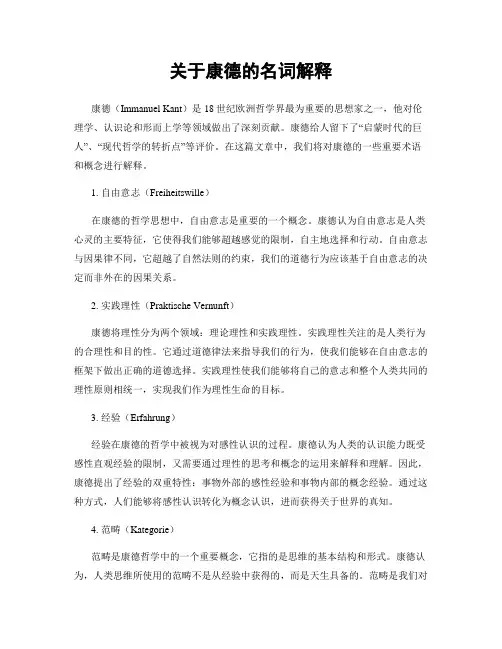 关于康德的名词解释