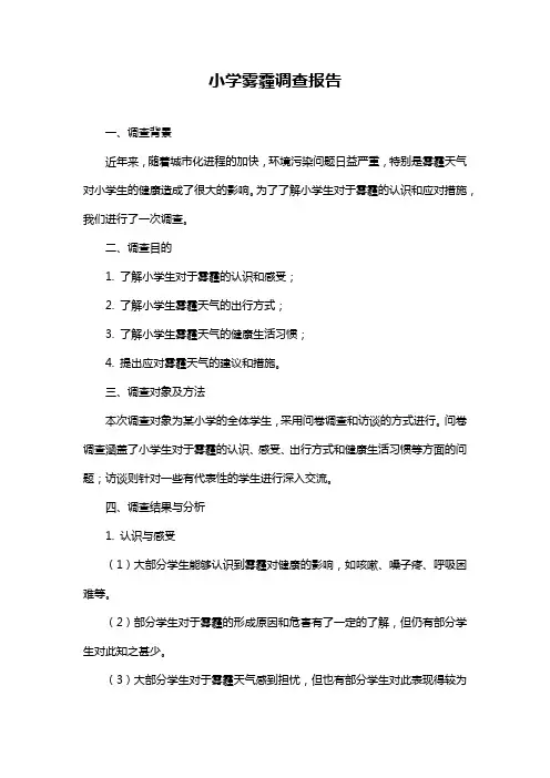 小学雾霾调查报告