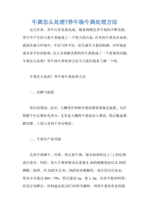 牛粪怎么处理-养牛场牛粪处理方法