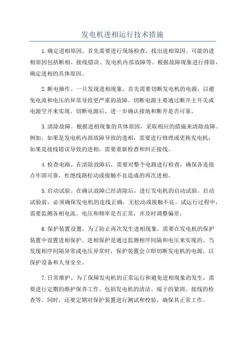 发电机进相运行技术措施