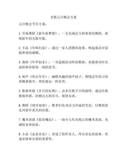 央视元旦晚会方案