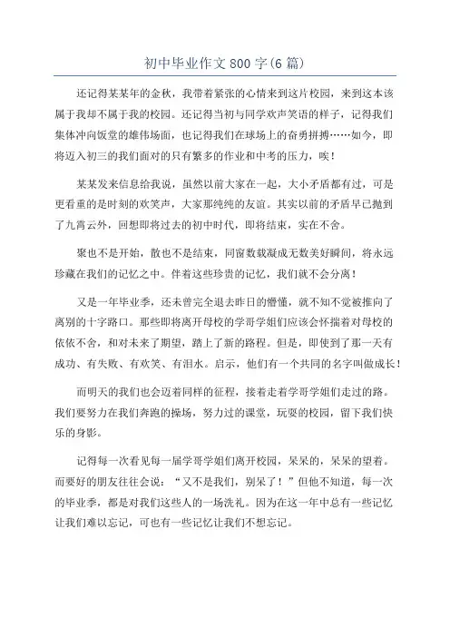 初中毕业作文800字(6篇)