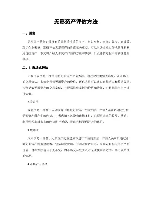 无形资产评估方法