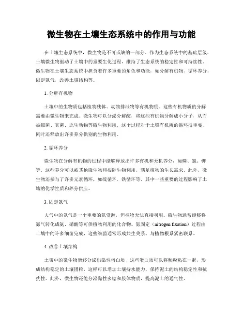 微生物在土壤生态系统中的作用与功能