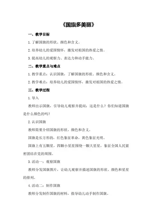 大班社会教案及教学反思《国旗多美丽》