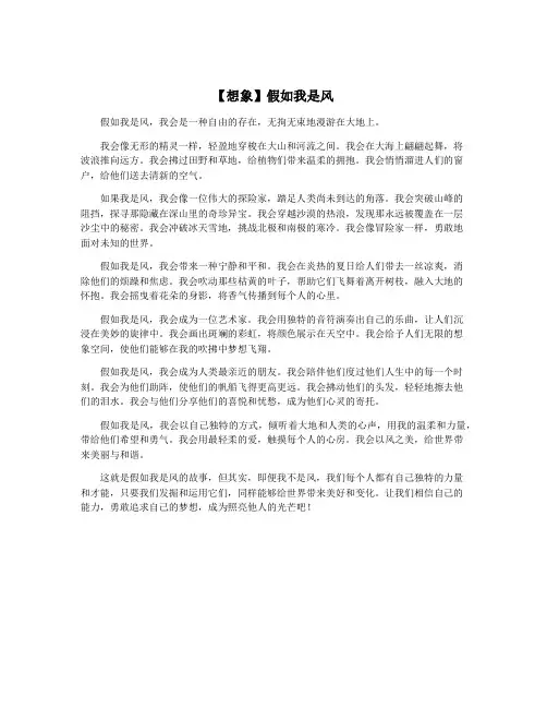 【想象】假如我是风