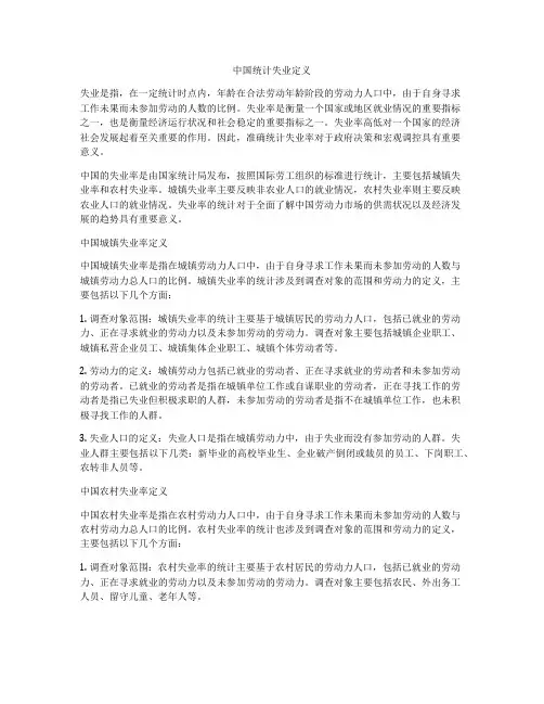 中国统计失业定义