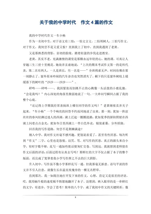 关于我的中学时代  作文4篇的作文