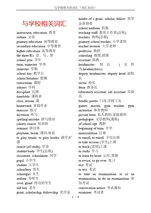 与学校相关的词汇(词汇知识)