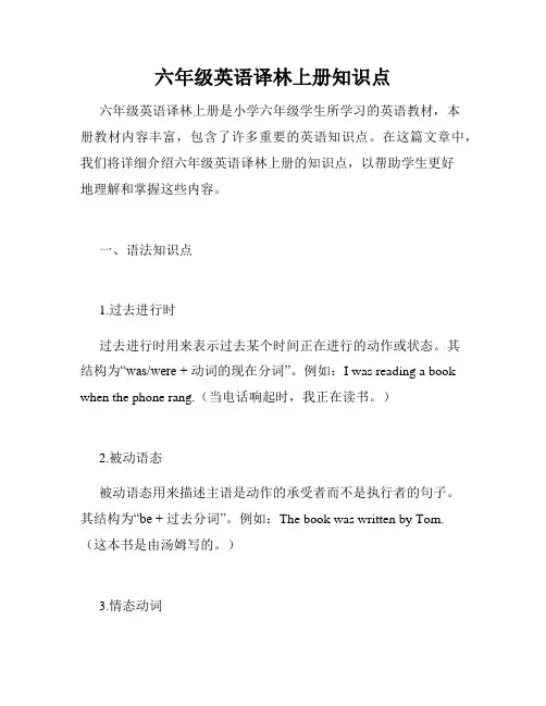 六年级英语译林上册知识点