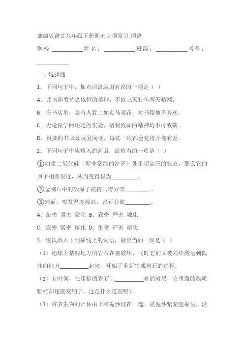部编版语文八年级下册期末专项复习-词语(含答案)