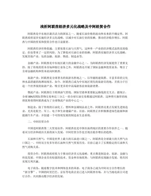 浅析阿联酋经济多元化战略及中阿经贸合作