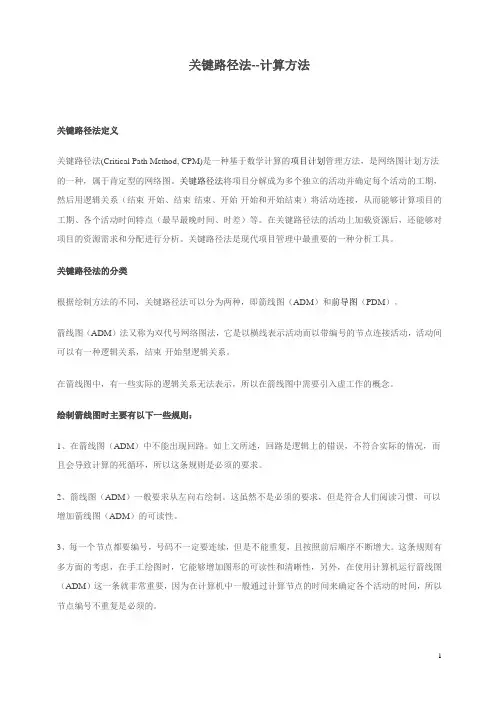 关键路径法--计算方法