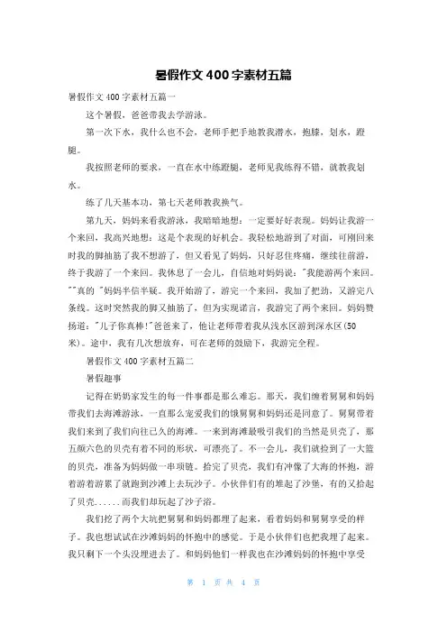 暑假作文400字素材五篇