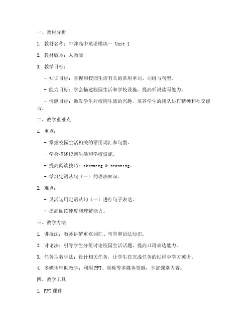 高中英语新课程教案模板