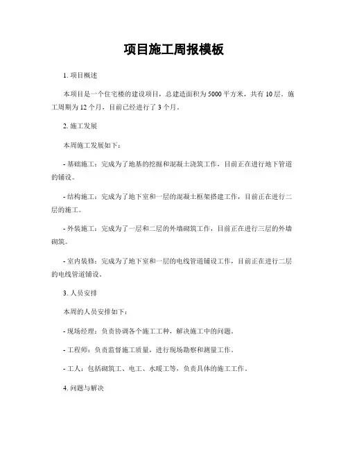 项目施工周报模板