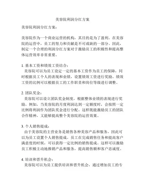 美容院利润分红方案