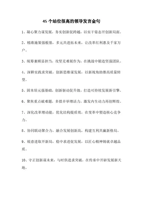 45个站位很高的领导发言金句