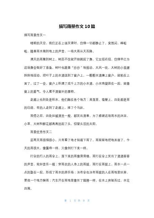 描写雨景作文10篇