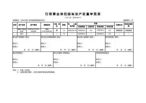 行政事业单位国有资产处置审批表