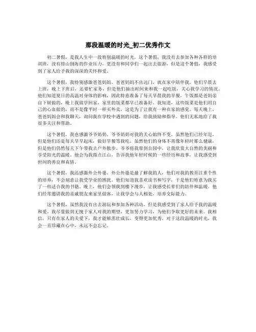 那段温暖的时光_初二优秀作文