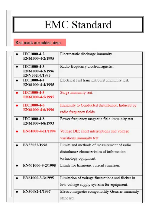 EMC标准及一般CE Report测试项目