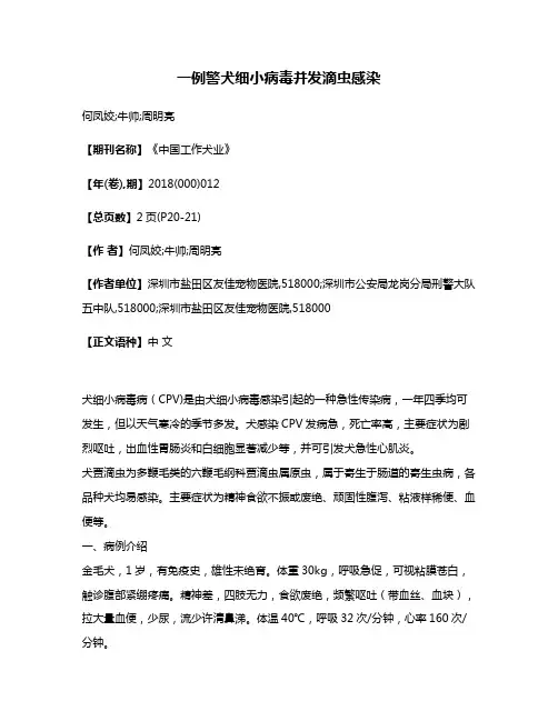 一例警犬细小病毒并发滴虫感染