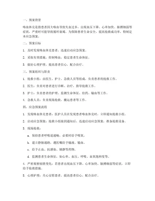 咯血休克应急预案